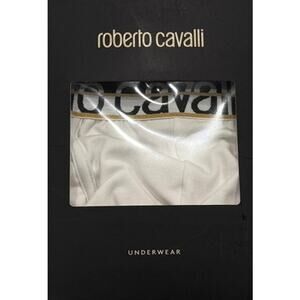 13-67 ROBERTO CAVALLI Men's NWT Cotton Boxer Brief Underwear White Large